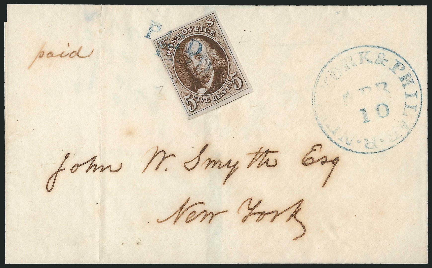 Values of US Stamps Scott Cat. #1: 5c 1847 Franklin. Robert Siegel Auction Galleries, Apr 2012, Sale 1023, Lot 2373