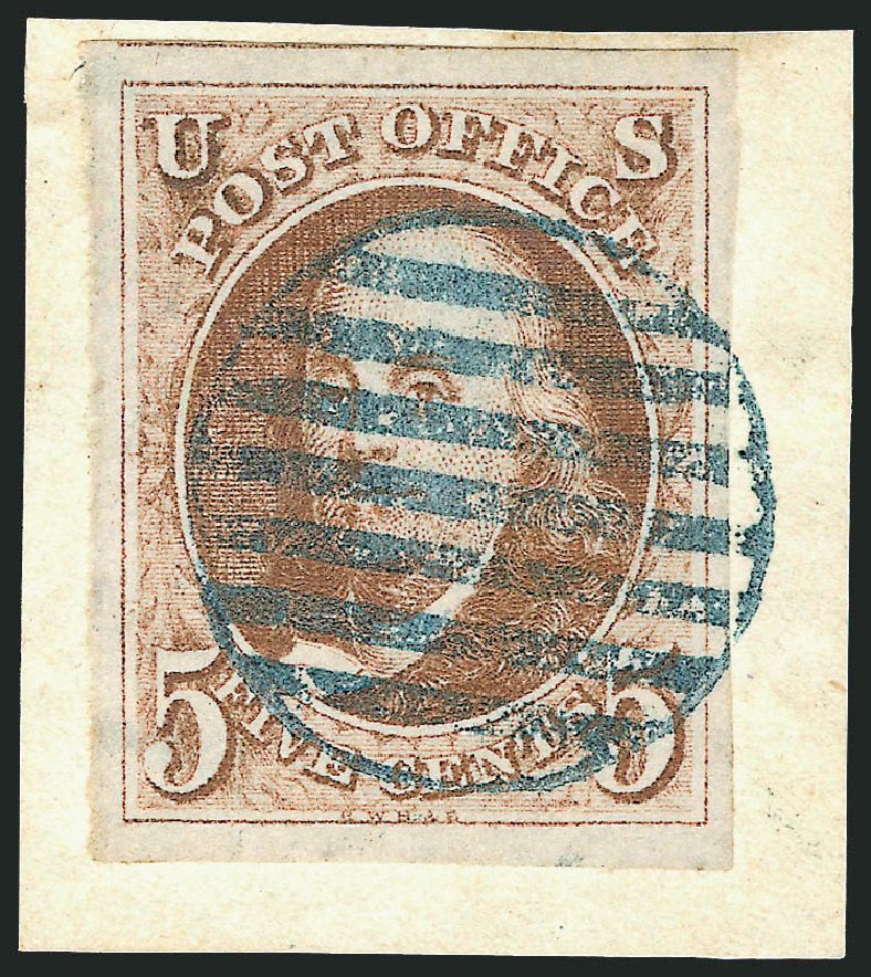 Price of US Stamps Scott Catalog #1: 1847 5c Franklin. Robert Siegel Auction Galleries, Jun 2012, Sale 1024, Lot 13