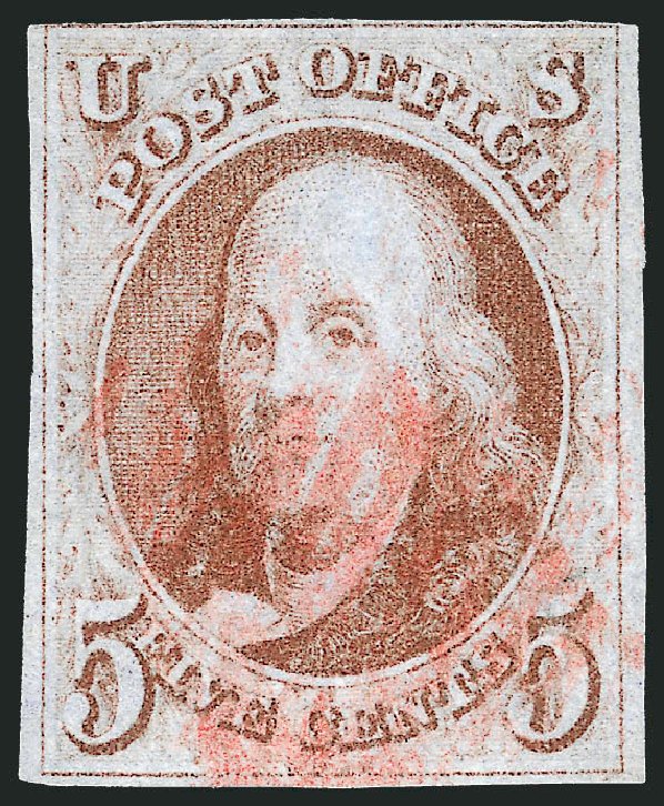 US Stamp Prices Scott Catalogue #1 - 1847 5c Franklin. Robert Siegel Auction Galleries, Jun 2012, Sale 1026, Lot 1113