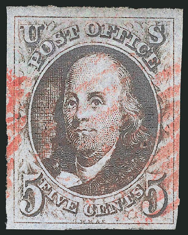 Price of US Stamps Scott Catalogue # 1: 5c 1847 Franklin. Robert Siegel Auction Galleries, Mar 2013, Sale 1040, Lot 1163