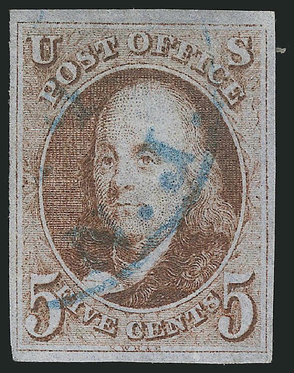 Values of US Stamps Scott Catalogue #1: 1847 5c Franklin. Robert Siegel Auction Galleries, Mar 2014, Sale 1067, Lot 853