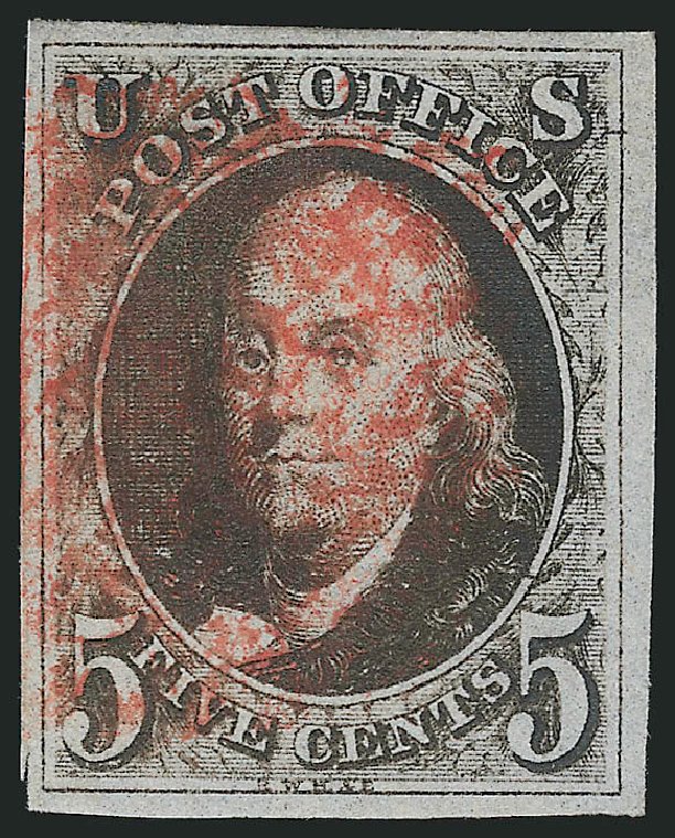 Prices of US Stamp Scott Catalog # 1 - 1847 5c Franklin. Robert Siegel Auction Galleries, Mar 2014, Sale 1067, Lot 863