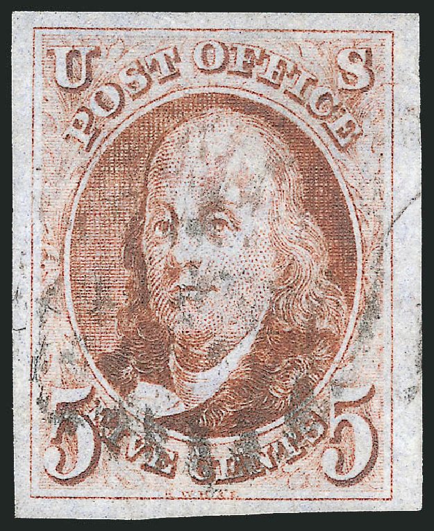 Values of US Stamp Scott Catalogue #1 - 5c 1847 Franklin. Robert Siegel Auction Galleries, Sep 2014, Sale 1078, Lot 43