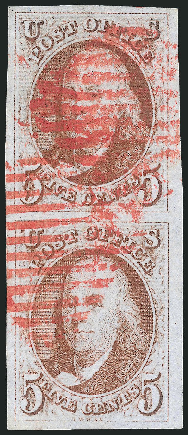 US Stamp Price Scott Catalogue 1: 5c 1847 Franklin. Robert Siegel Auction Galleries, Jun 2015, Sale 1106, Lot 3013