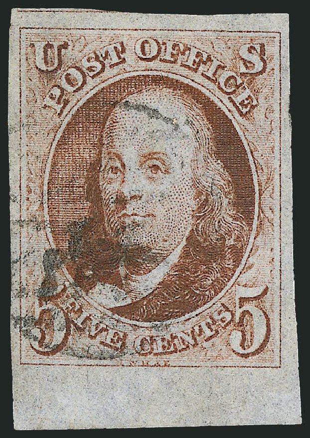 US Stamp Prices Scott Catalogue # 1: 5c 1847 Franklin. Robert Siegel Auction Galleries, Sep 2008, Sale 962, Lot 2183