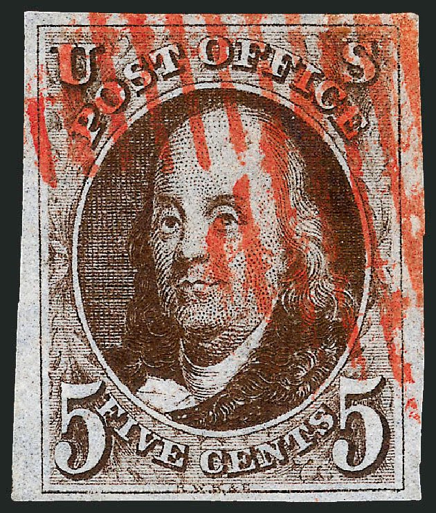 Price of US Stamp Scott #1: 5c 1847 Franklin. Robert Siegel Auction Galleries, Sep 2008, Sale 962, Lot 2193