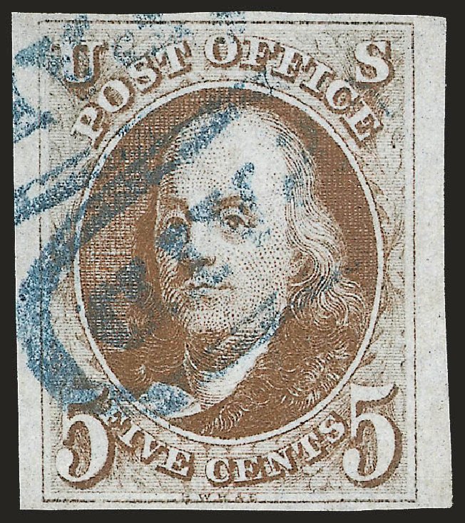 Prices of US Stamps Scott Cat. #1: 1847 5c Franklin. Robert Siegel Auction Galleries, Jun 2009, Sale 975, Lot 1063