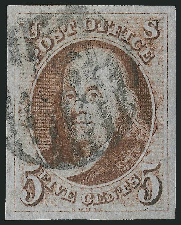 Cost of US Stamp Scott 1 - 5c 1847 Franklin. Robert Siegel Auction Galleries, Dec 2009, Sale 978, Lot 1003