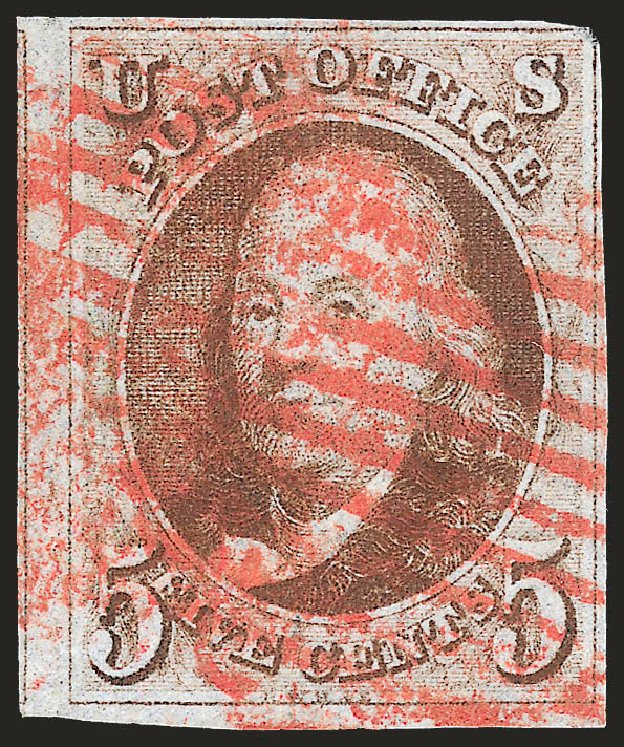 Prices of US Stamp Scott Cat. 1: 1847 5c Franklin. Robert Siegel Auction Galleries, Apr 2010, Sale 984, Lot 23
