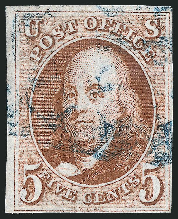 US Stamps Value Scott Catalog #1 - 5c 1847 Franklin. Robert Siegel Auction Galleries, Sep 2010, Sale 993, Lot 103