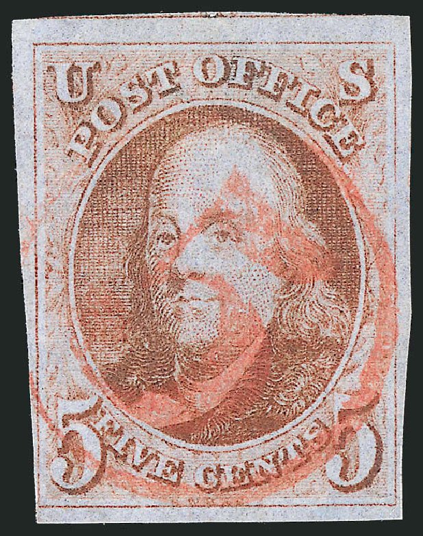Values of US Stamps Scott Cat. 1: 1847 5c Franklin. Robert Siegel Auction Galleries, Sep 2010, Sale 993, Lot 113