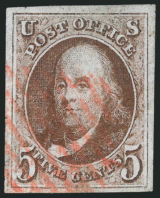 Price of US Stamps Scott Catalog # 1: 5c 1847 Franklin. Robert Siegel Auction Galleries, Sep 2010, Sale 993, Lot 123