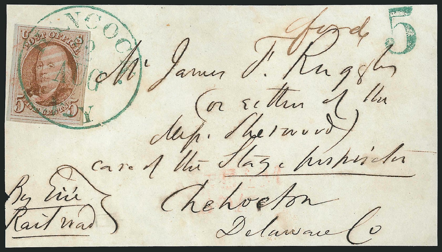 US Stamp Value Scott # 1: 5c 1847 Franklin. Robert Siegel Auction Galleries, Sep 2010, Sale 993, Lot 183