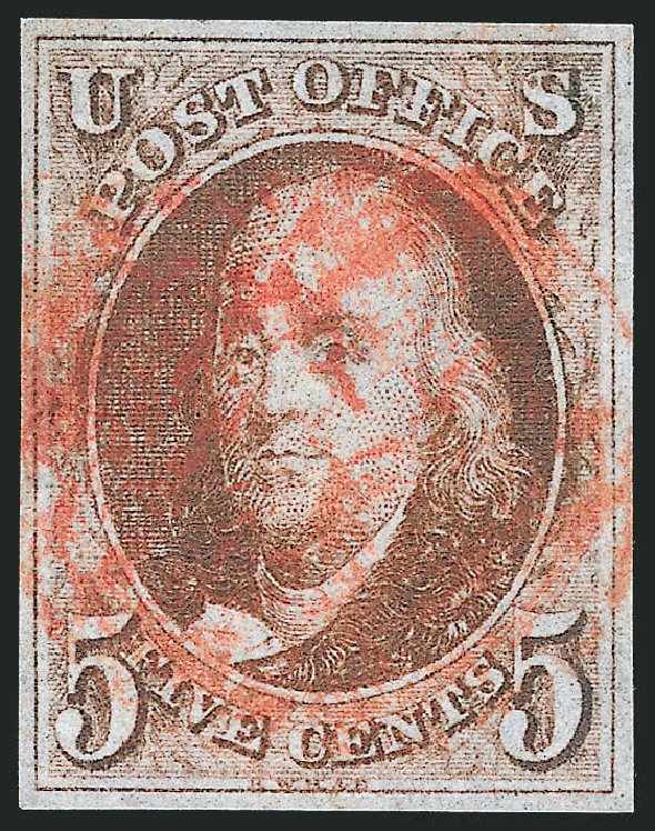 US Stamps Values Scott #1 - 1847 5c Franklin. Robert Siegel Auction Galleries, Sep 2010, Sale 993, Lot 53