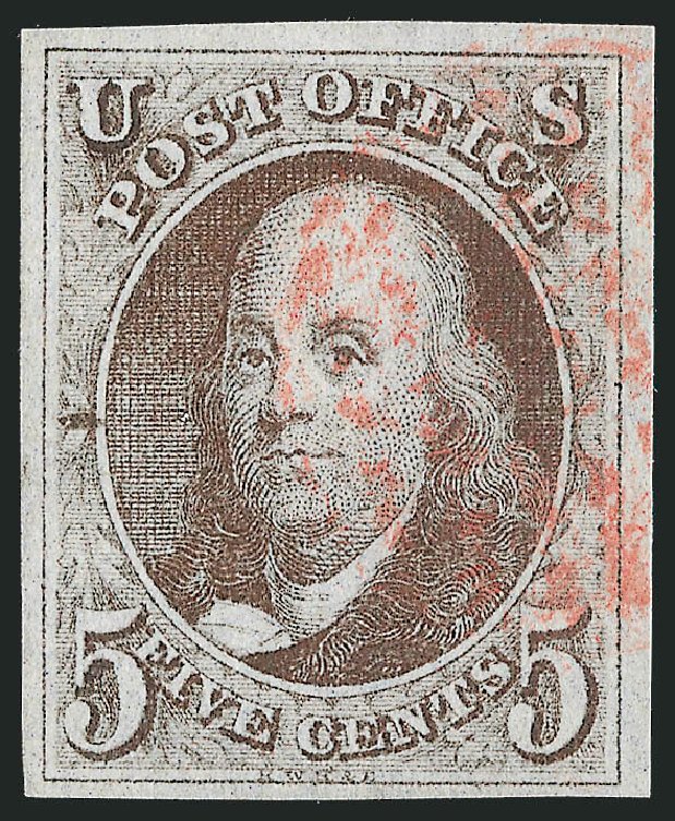 Costs of US Stamp Scott Catalog #1: 5c 1847 Franklin. Robert Siegel Auction Galleries, Sep 2010, Sale 993, Lot 73