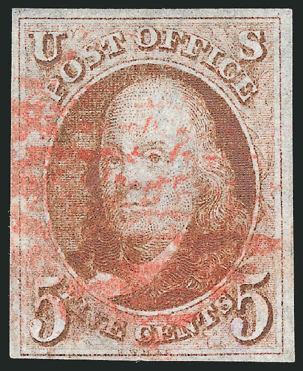 Price of US Stamp Scott Catalogue #1 - 5c 1847 Franklin. Robert Siegel Auction Galleries, Oct 2010, Sale 997, Lot 5083