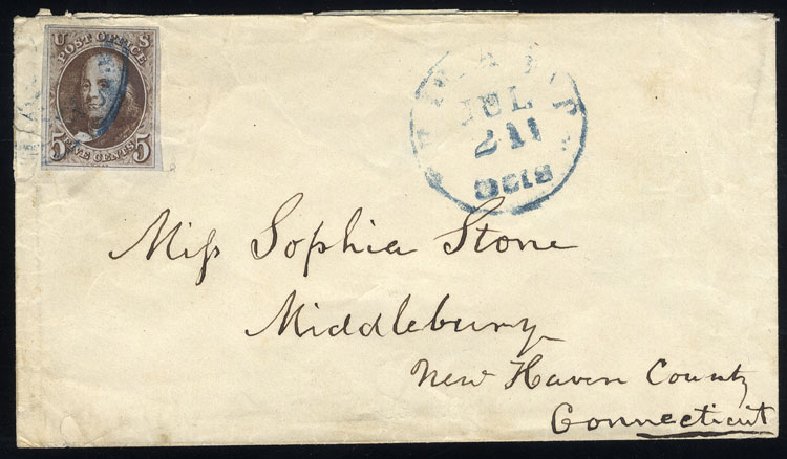 US Stamp Price Scott #1: 1847 5c Franklin. Cherrystone Auctions, Sep 2012, Sale 201209, Lot 6