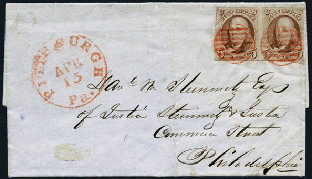 Prices of US Stamp Scott Catalogue #1 - 1847 5c Franklin. Harmer-Schau Auction Galleries, Aug 2014, Sale 102, Lot 1616