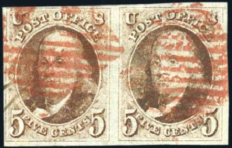 Value of US Stamps Scott Catalog #1: 5c 1847 Franklin. Harmer-Schau Auction Galleries, Feb 2010, Sale 84, Lot 1216