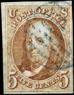 Cost of US Stamps Scott 1: 5c 1847 Franklin. Harmer-Schau Auction Galleries, Feb 2012, Sale 92, Lot 746