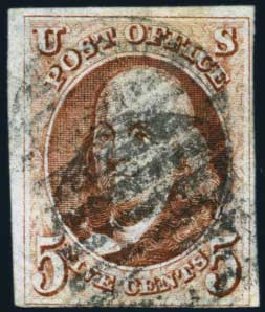 US Stamps Price Scott Catalogue # 1 - 5c 1847 Franklin. Harmer-Schau Auction Galleries, May 2013, Sale 97, Lot 316