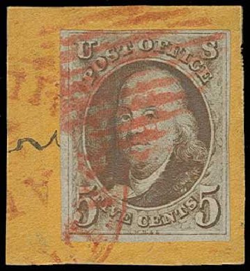Values of US Stamps Scott Catalog # 1 - 5c 1847 Franklin. H.R. Harmer, Jun 2013, Sale 3003, Lot 1006