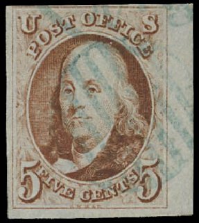 Prices of US Stamps Scott Cat. 1 - 5c 1847 Franklin. Daniel Kelleher Auctions, Jul 2011, Sale 625, Lot 616
