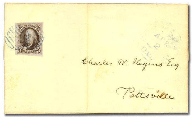 Values of US Stamps Scott 1 - 5c 1847 Franklin. Daniel Kelleher Auctions, Sep 2013, Sale 639, Lot 3036