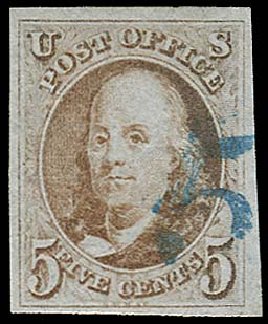 Prices of US Stamp Scott Cat. #1 - 1847 5c Franklin. Regency-Superior, Jan 2015, Sale 109, Lot 546