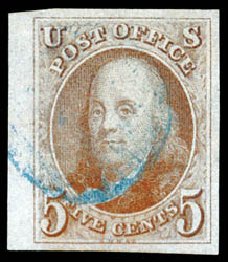 US Stamp Price Scott 1 - 1847 5c Franklin. Schuyler J. Rumsey Philatelic Auctions, Apr 2015, Sale 60, Lot 1886