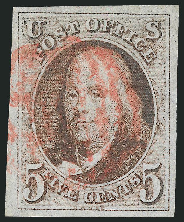 Price of US Stamp Scott # 1: 5c 1847 Franklin. Robert Siegel Auction Galleries, Jun 2011, Sale 1011, Lot 376