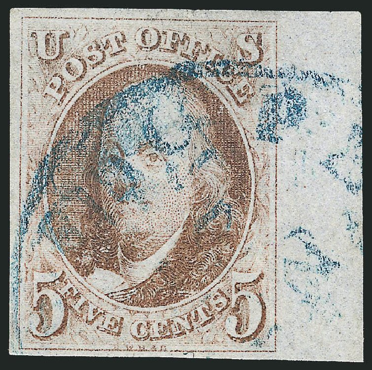 Costs of US Stamps Scott Cat. #1 - 5c 1847 Franklin. Robert Siegel Auction Galleries, Dec 2011, Sale 1017, Lot 36