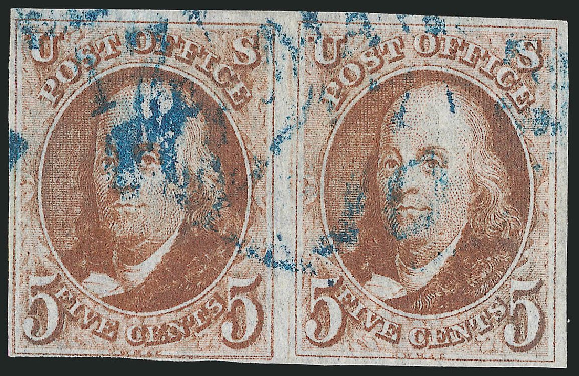 US Stamps Values Scott Catalog # 1: 5c 1847 Franklin. Robert Siegel Auction Galleries, Apr 2012, Sale 1023, Lot 2086