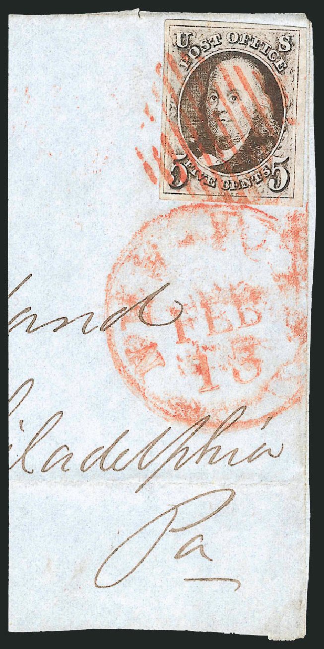 US Stamp Prices Scott Cat. # 1 - 1847 5c Franklin. Robert Siegel Auction Galleries, Apr 2012, Sale 1023, Lot 2126