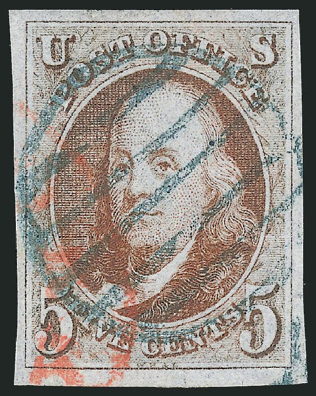 Price of US Stamps Scott Catalogue 1: 5c 1847 Franklin. Robert Siegel Auction Galleries, Apr 2012, Sale 1023, Lot 2156