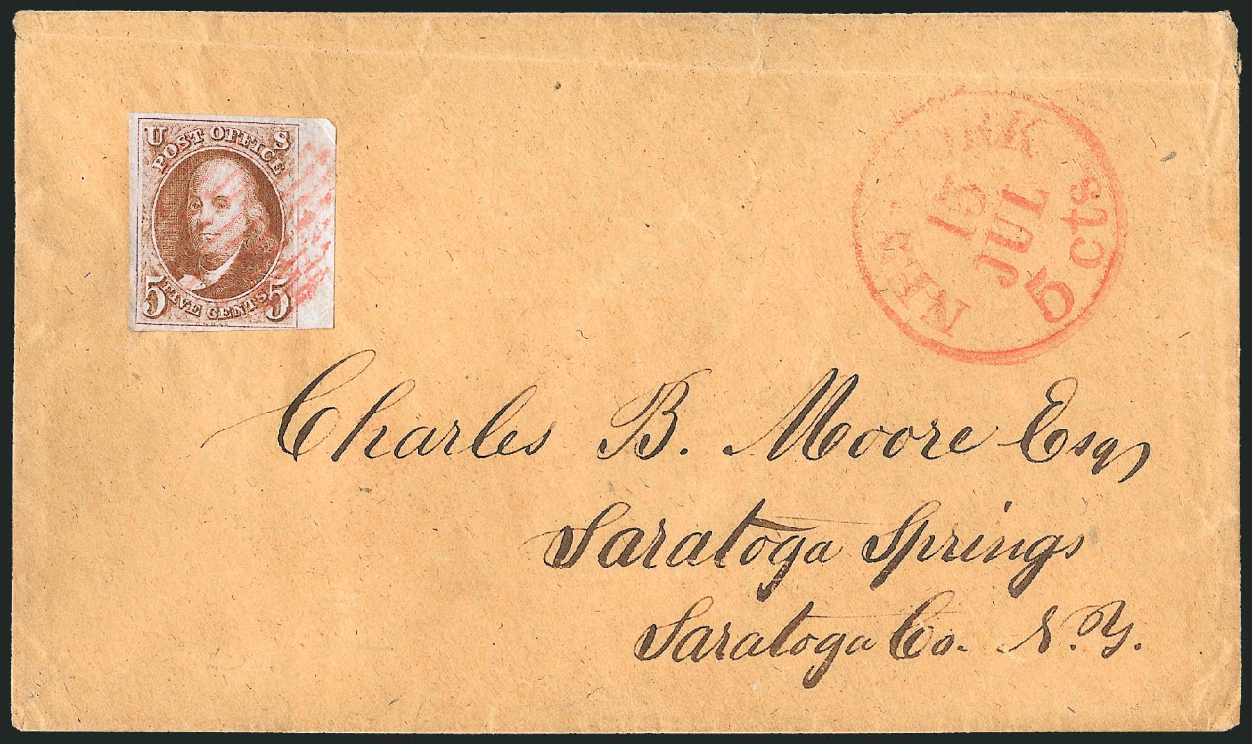 US Stamps Value Scott Catalog #1 - 5c 1847 Franklin. Robert Siegel Auction Galleries, Apr 2012, Sale 1023, Lot 2206