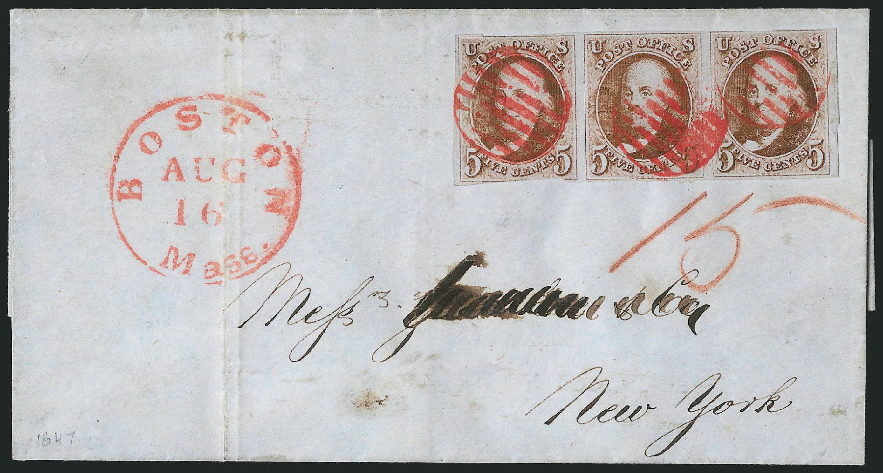 US Stamp Price Scott #1 - 5c 1847 Franklin. Robert Siegel Auction Galleries, Apr 2012, Sale 1023, Lot 2226