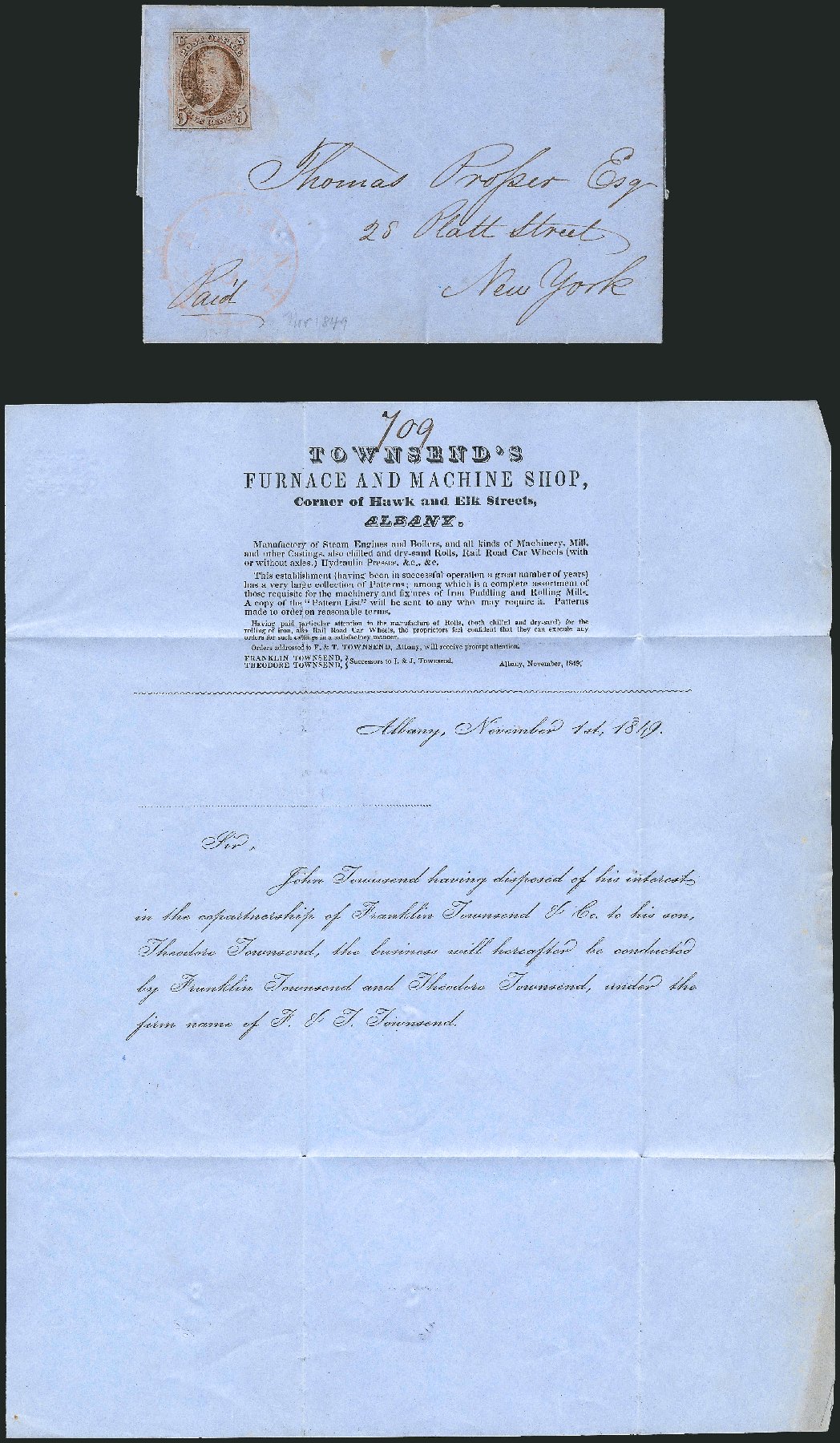 US Stamps Value Scott Catalogue 1 - 5c 1847 Franklin. Robert Siegel Auction Galleries, Apr 2012, Sale 1023, Lot 2256