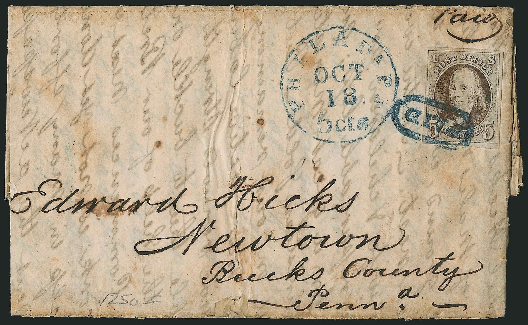 Prices of US Stamps Scott Catalog #1 - 5c 1847 Franklin. Robert Siegel Auction Galleries, Apr 2012, Sale 1023, Lot 2286
