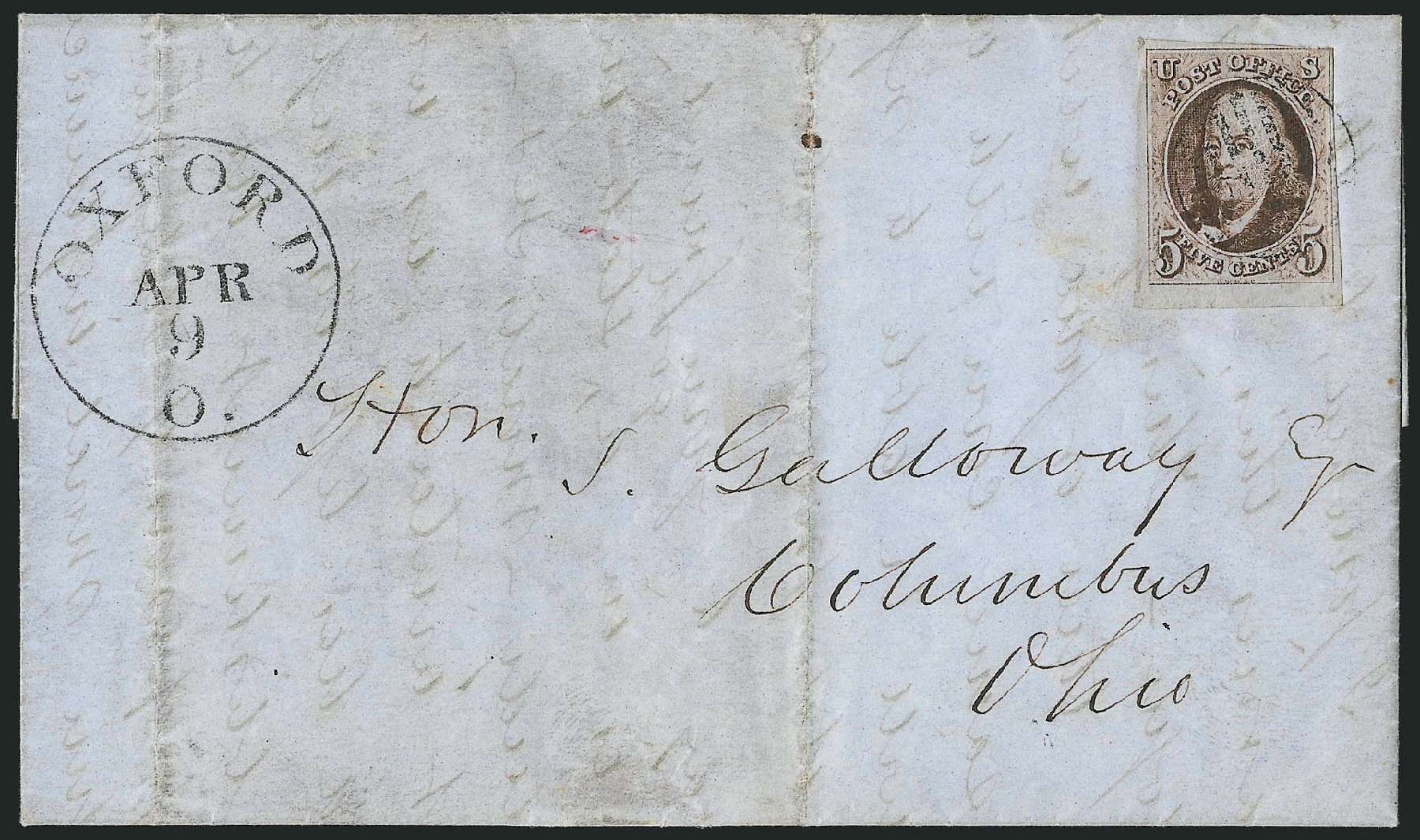 Value of US Stamp Scott #1 - 1847 5c Franklin. Robert Siegel Auction Galleries, Apr 2012, Sale 1023, Lot 2326