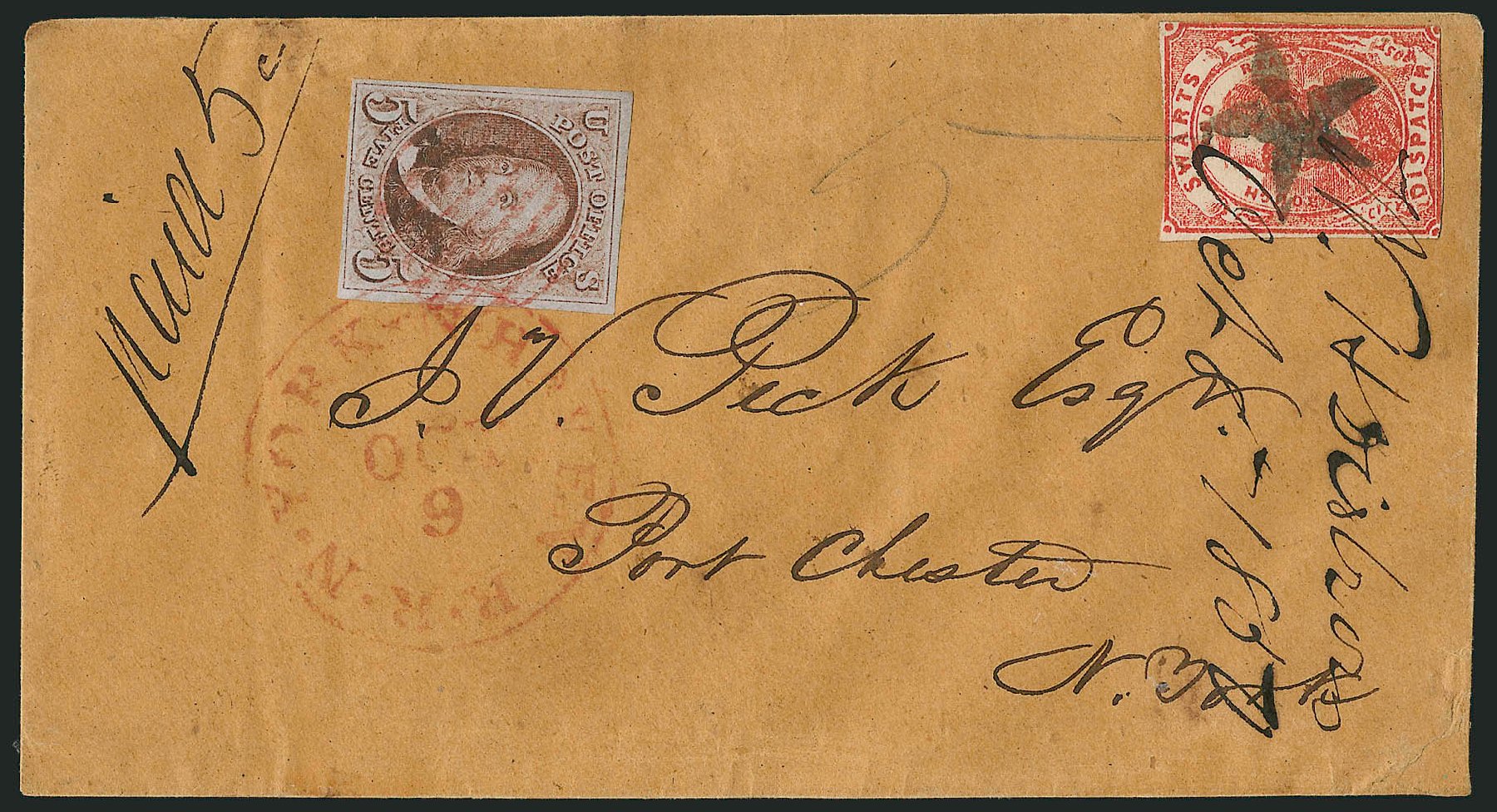 Cost of US Stamp Scott # 1 - 1847 5c Franklin. Robert Siegel Auction Galleries, Apr 2012, Sale 1023, Lot 2406