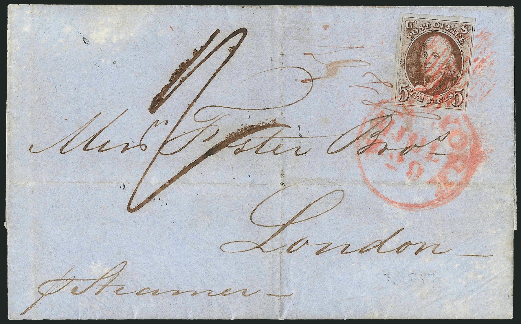 Costs of US Stamps Scott Catalogue #1: 1847 5c Franklin. Robert Siegel Auction Galleries, Apr 2012, Sale 1023, Lot 2486