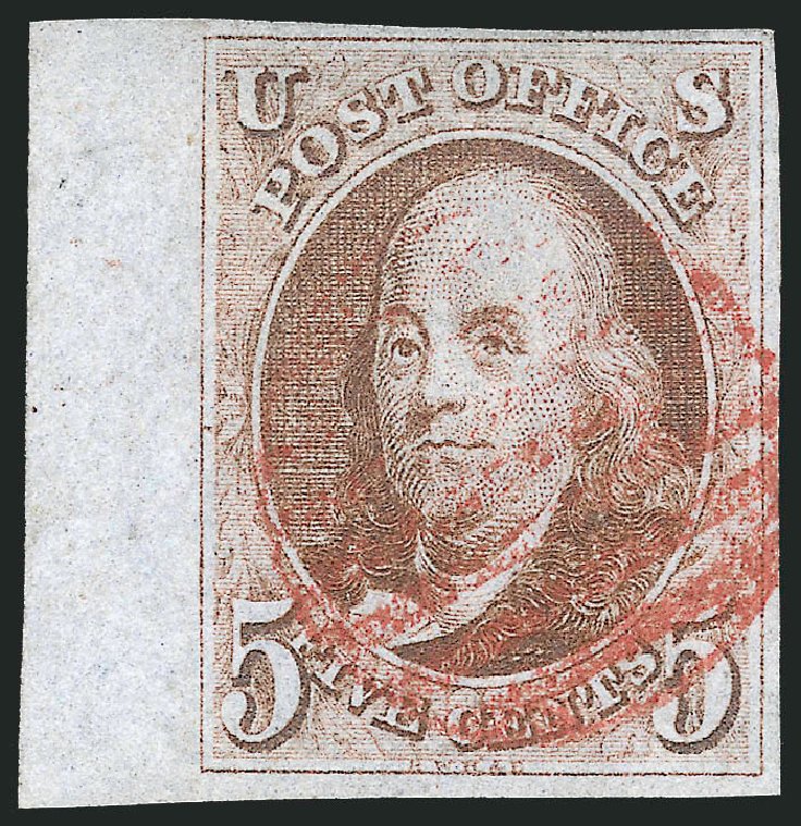 Prices of US Stamps Scott Cat. #1: 1847 5c Franklin. Robert Siegel Auction Galleries, Dec 2012, Sale 1037, Lot 1356