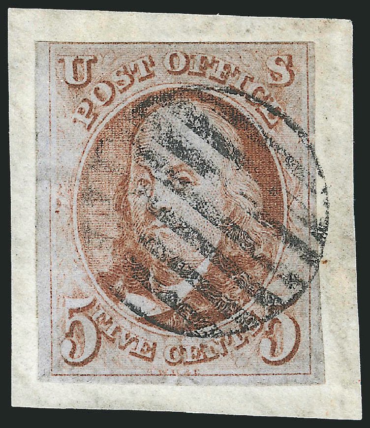 Cost of US Stamp Scott Catalog # 1 - 5c 1847 Franklin. Robert Siegel Auction Galleries, Jul 2013, Sale 1050, Lot 56