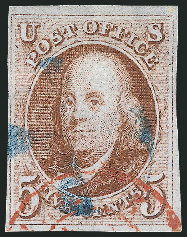 Values of US Stamps Scott Catalog # 1 - 1847 5c Franklin. Robert Siegel Auction Galleries, Dec 2013, Sale 1062, Lot 46