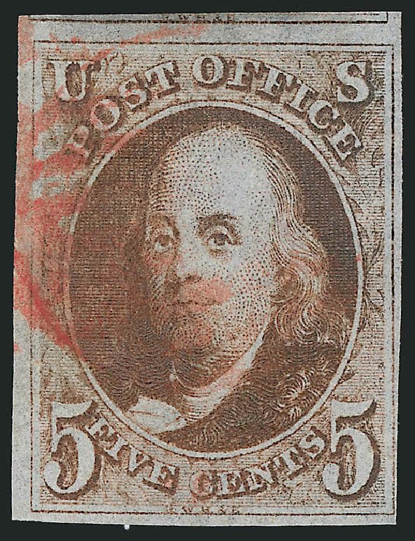 Value of US Stamp Scott Cat. 1: 5c 1847 Franklin. Robert Siegel Auction Galleries, Mar 2014, Sale 1067, Lot 856
