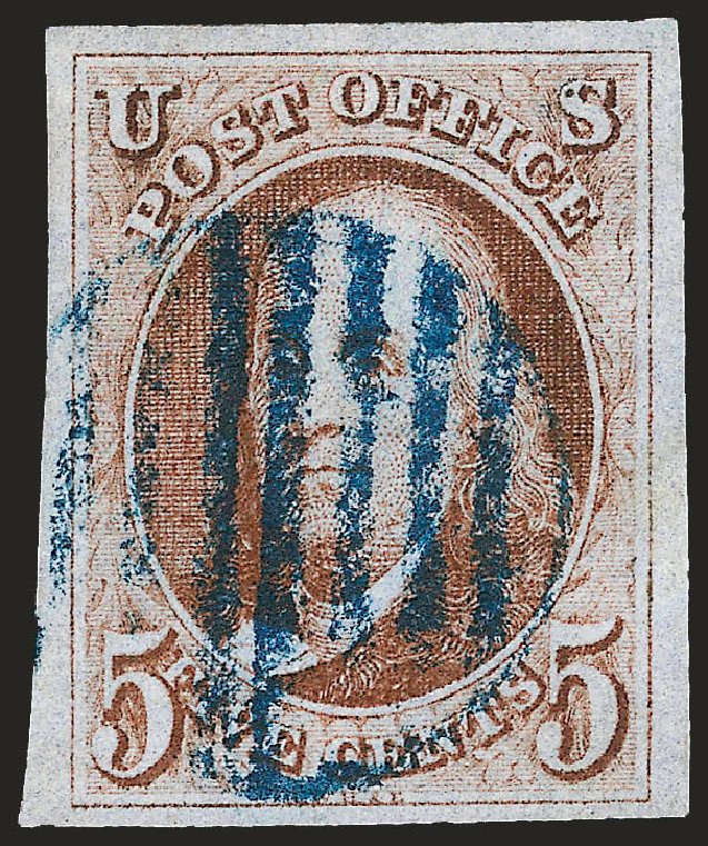 Values of US Stamp Scott #1: 1847 5c Franklin. Robert Siegel Auction Galleries, Oct 2008, Sale 963, Lot 36