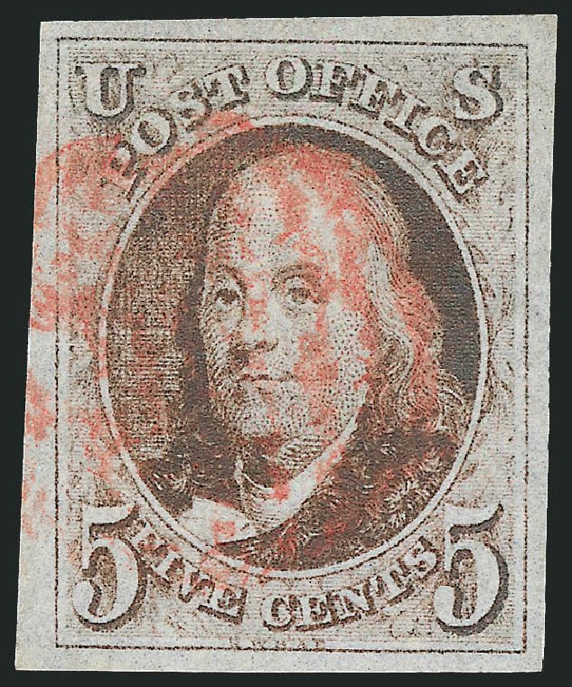 Costs of US Stamps Scott Cat. # 1 - 5c 1847 Franklin. Robert Siegel Auction Galleries, Jun 2009, Sale 975, Lot 1056