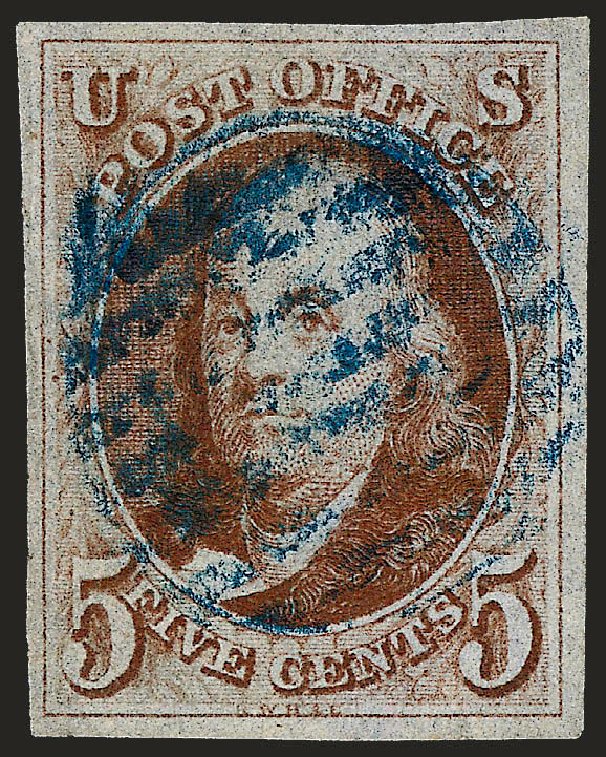 Values of US Stamps Scott Catalog #1: 5c 1847 Franklin. Robert Siegel Auction Galleries, Jun 2009, Sale 975, Lot 1076