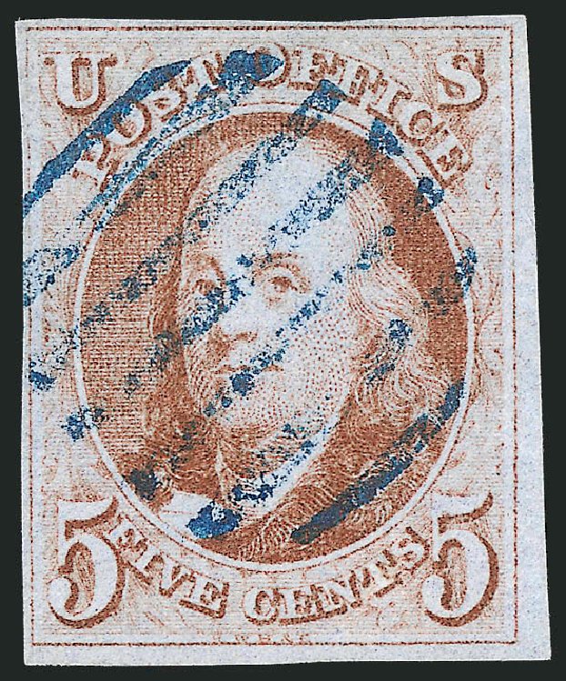 US Stamps Price Scott #1 - 1847 5c Franklin. Robert Siegel Auction Galleries, Sep 2009, Sale 976, Lot 1066